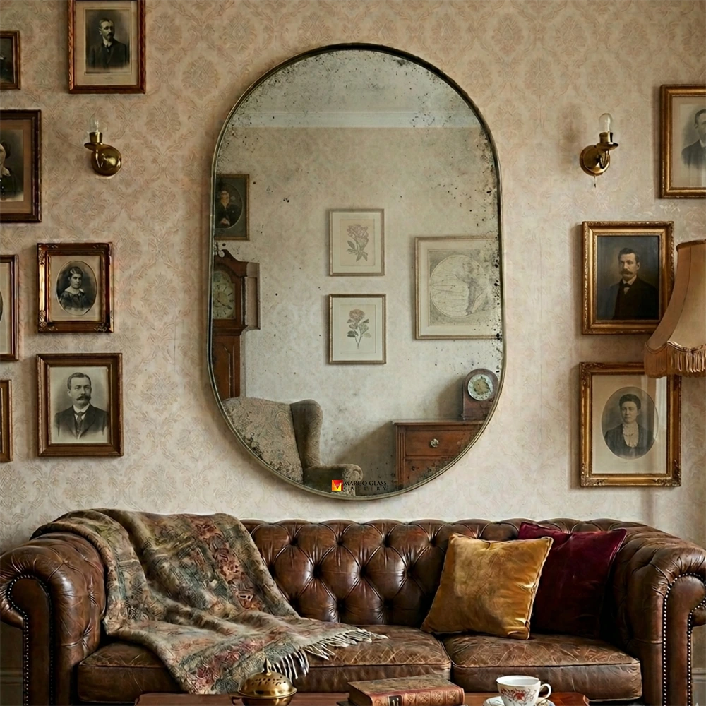 Large Antique Oval Wall Mirror MG 014512
