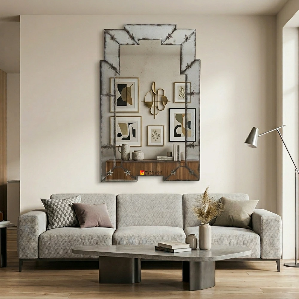 Large Silver Antique Wall Mirror MG 014517