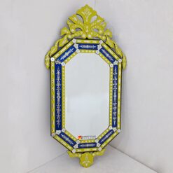 Octagonal Venetian Blue Yellow Mirror Serenella MG 080156