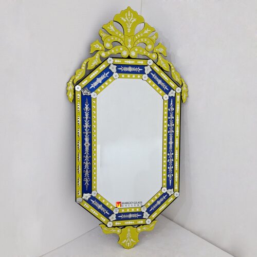 Octagonal Venetian Blue Yellow Mirror Serenella MG 080156