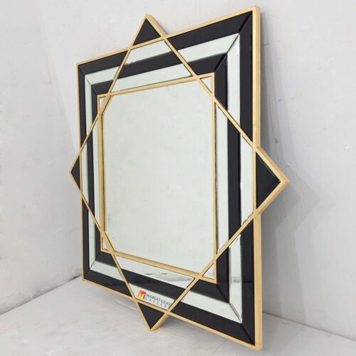 Contemporary Black Silver Wall Mirror MG 013117