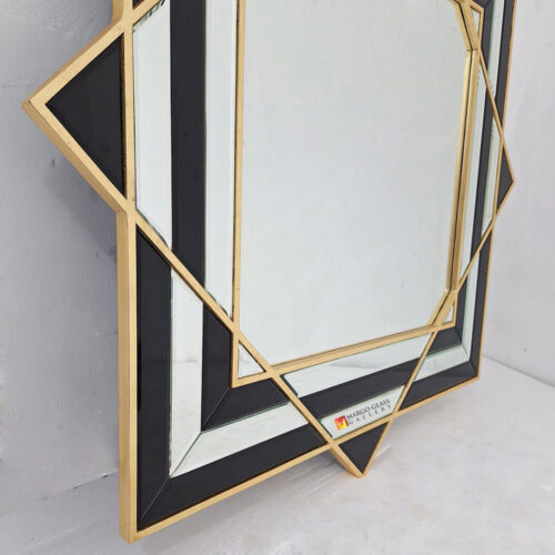 Contemporary Black Silver Wall Mirror MG 013117