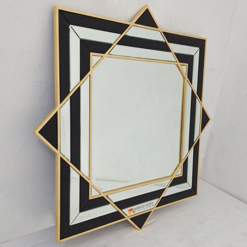 Contemporary Black Silver Wall Mirror MG 013117