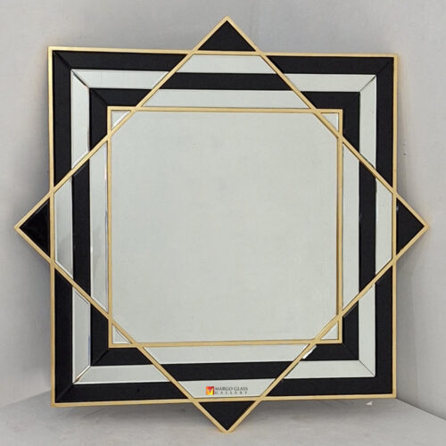 Contemporary Black Silver Wall Mirror MG 013117
