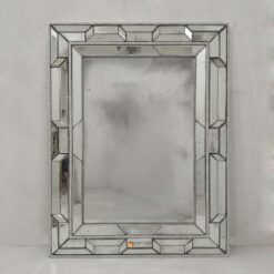 Rectangle Antique Wall Mirror With Silver Beaded MG 014555