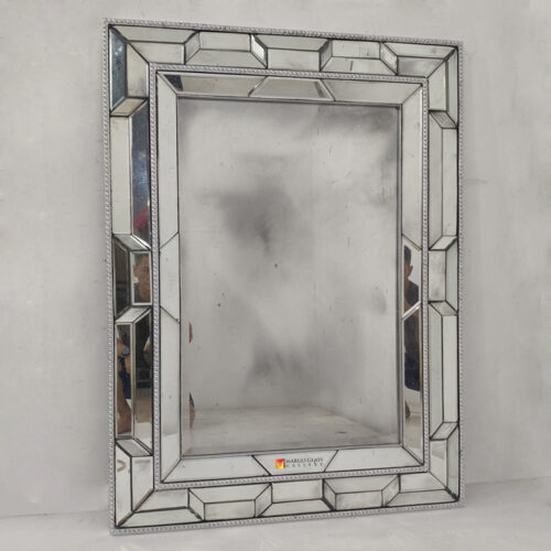 Rectangle Antique Wall Mirror With Silver Beaded MG 014555
