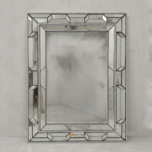 Rectangle Antique Wall Mirror With Silver Beaded MG 014555
