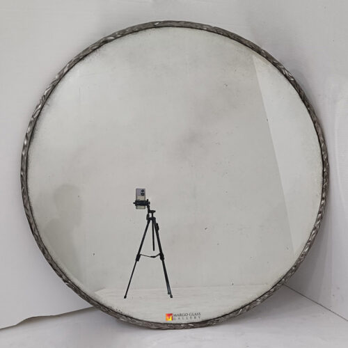 Antique Round Mirror Beaded Silver MG 014567