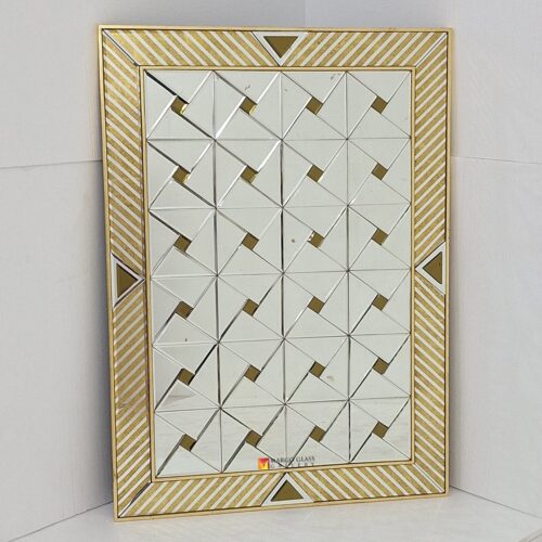 Eglomise Wall Mirror Beveled Gold MG 018123