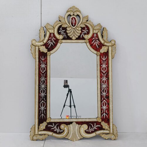 Venetian Mirror Ornate Roselle Red Gold MG 080162