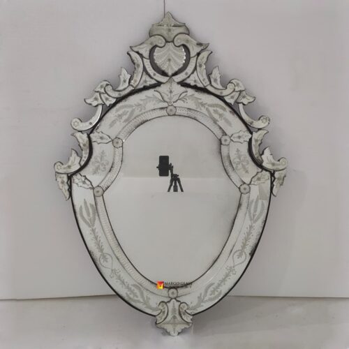 Venetian Antique Mirror Ruby Carved MG 080166