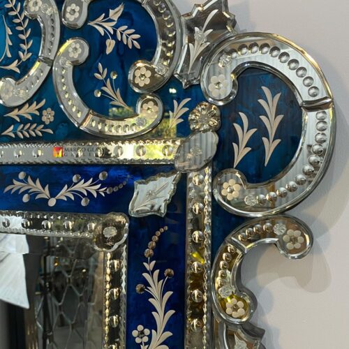 Venetian Mirror Blue Murano Falco MG 080177