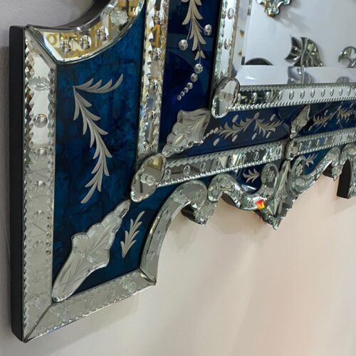 Venetian Mirror Blue Murano Falco MG 080177