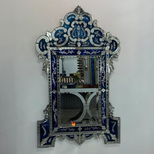 Venetian Mirror Blue Murano Falco MG 080177